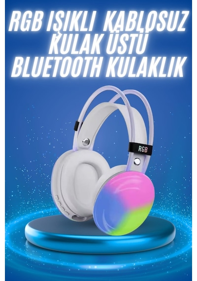 Rgb Işıklı Yüksek Ses Kaliteli Kablosuz Kulak Üstü Bluetooth Kulaklık Rgb Kablolu Kulaklık