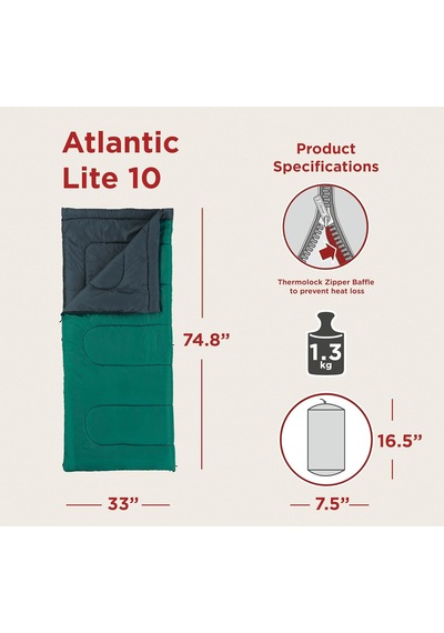 Coleman Atlantic Lite 10 Uyku Tulumu, Hafif Yazlık Uyku Tulumu Çok Renkli