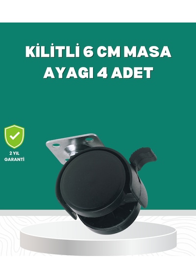 Zemin Korumalı Kilitli Ayak Tekerlek Seti 6 Cm Çok Renkli