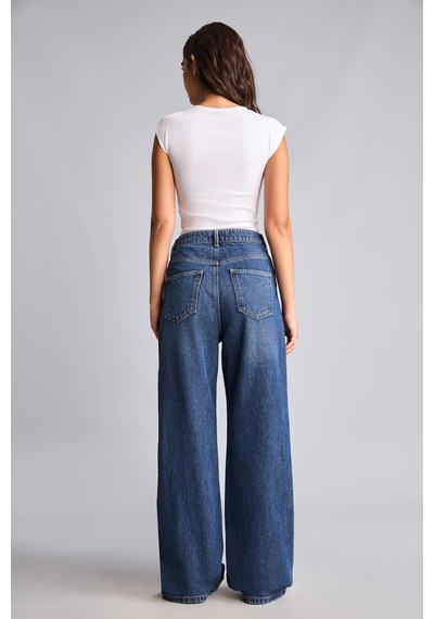 Defacto %100 Pamuk 90s Wıde Leg Yüksek Bel Jean Pantolon H6948ax26aunm34 Mavi-nm34
