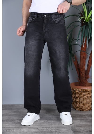 Felvıno Erkek Yıkamalı Baggy Bol Kesim Kot Pantolon Siyah