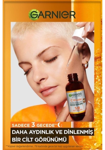 Garnier C Vitamini Süper Aydınlatıcı Gece Serumu 30 ML + C Vitamini Parlak Günlük Aydınlatıcı Krem 50 ML