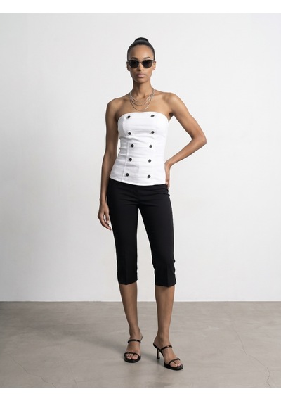 Dilvin 50760 Düğmeli Bandeau Büstiyer-beyaz