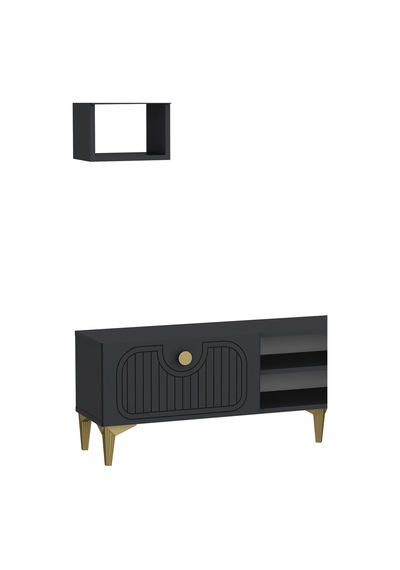 180dhdtür3aa Hera Lazer Desenli Tv Ünitesi Antrasit-altın