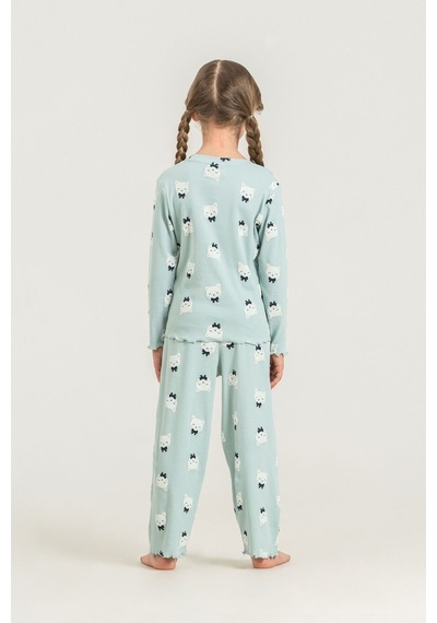 Rolypoly Kız Çocuk Teddy Bears Yeşil Uzun Kol Pijama Takım Rp3901-c-v2 Rp3901-c-v2