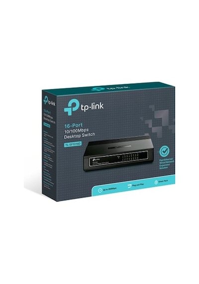 16 Portlu Ethernet Switch, 10/100 Mbps Hızında