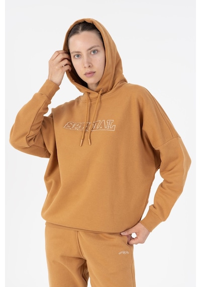 Maraton Oversize Kadın Bisiklet Yaka Karamel Sweatshirt Karamel