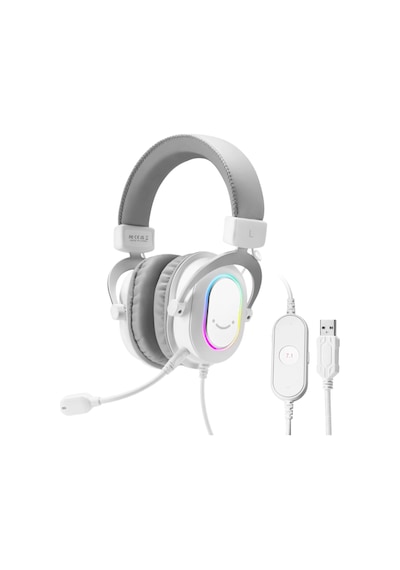 Fifine Ampligame H6 Mikrofonlu Gaming 7.1 Beyaz Rgb Kulaklık H6w