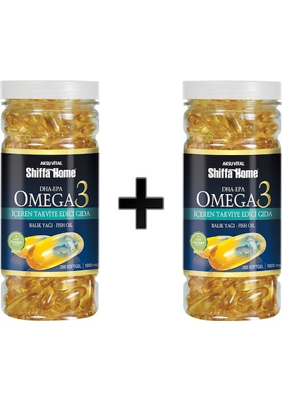 2 Ad. Aksu Vital Shiffa Home Omega 3 Balık Yağı 200Kapsül 1000Mg