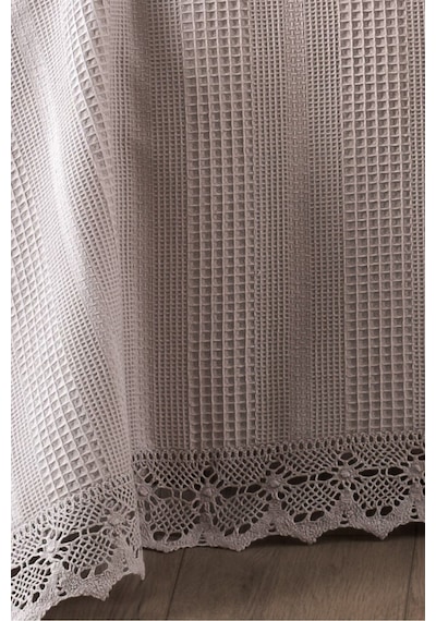 %100 Pamuk Petekli Dantelli Pike-tek Kişilik Waffle Pike- 160x230 Cm-taş Tas Taş