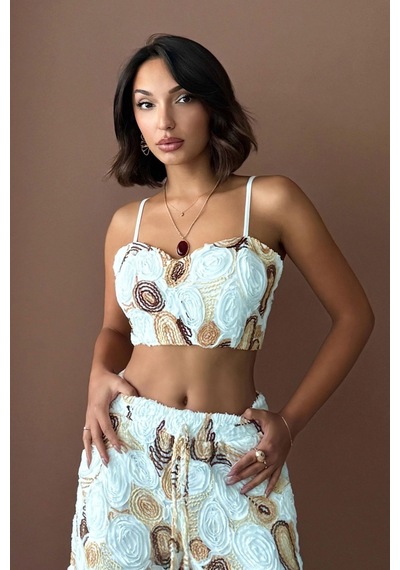 Verymoda Desenli Büstiyer Yazlık Ve Trend Parça F1976 Kahve