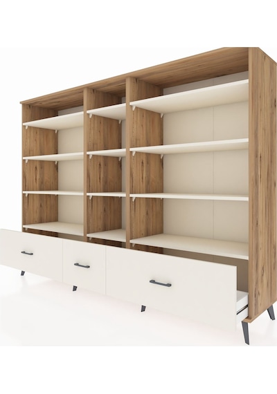 Hyperion Dolap 12 Raflı 3 Çekmeceli 220x44x163 Çam-aytaşı Çam-aytaşı