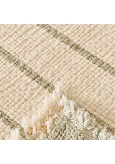 Soft Serena Tek Kişilik Yatak Örtüsü - Ekru / Haki - 170x230 Cm Çok Renkli