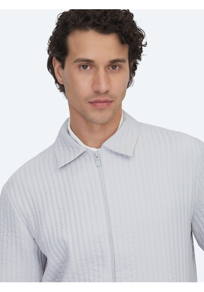 Kip Gri Regular Fit Dokuma Overshirt