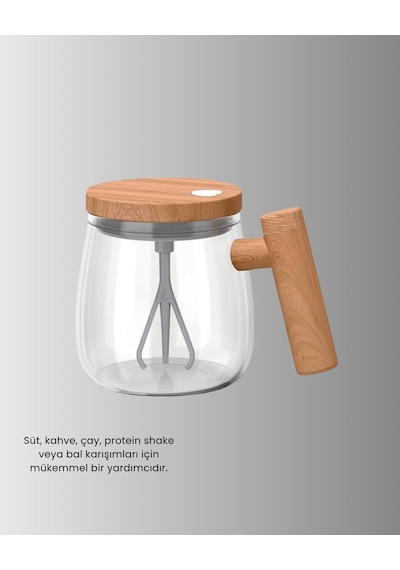 Isıtıcılı Manyetik Karıştırıcı Kupa 400 Ml C Tipi Şarjlı Akıllı Tasarım Ahşap