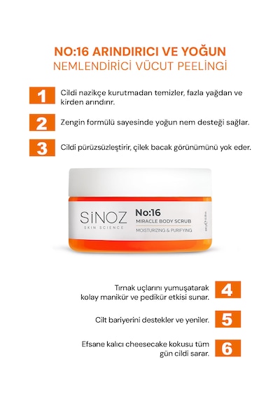 Sinoz No:16 Yoğun Nemlendirici ve Besleyici Vücut Peeling 300 G