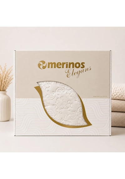 Merinos Elegans Çift Kişilik Battaniye Ekru