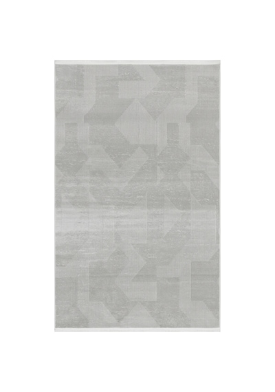 Merinos Vista %100 Akrilik Gri Geometrik Desenli Kesme Halı Yolluk Antre Koridor Salon Halısı 79316-95