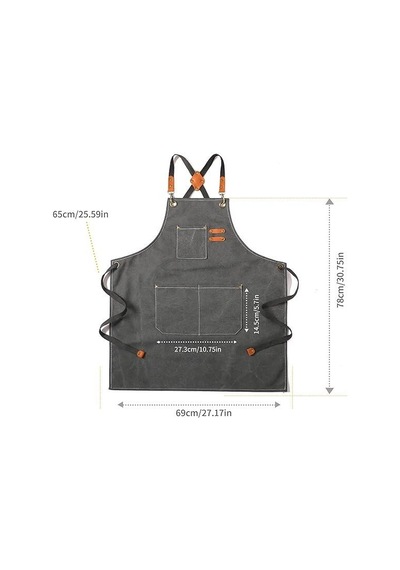 Valkyrie Unisex Kanvas Mutfak Önlüğü Ayarlanabilir Askılı Cepli Barista Garson Servis Önlüğü Gri