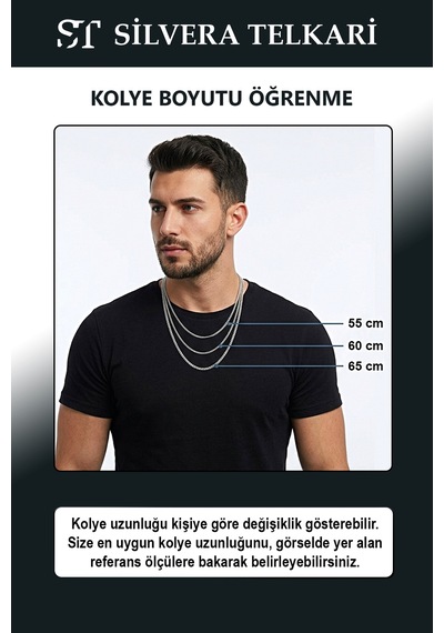 925 Ayar Gümüş Erkek Kolye 2.5 Mm Yuvarlak Zincir Kral Kolye St425