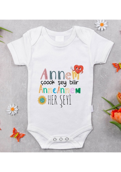 Bk Gift Bk Kids Annem Çok Şeyi Bilir Tasarımlı Bebek Body Zıbın - Model 1 12-18 Ay Sarı