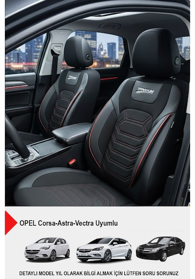 Titanyum Serisi Lüks Keten Üniversal Oto Koltuk Kılıfı Opel Corsa-astra-vectra Uyumlu Kırmızı