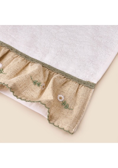 Soft Green Culture Twin Papatya Desenli Yüz Havlusu - Ekru - 30x50 Cm Çok Renkli