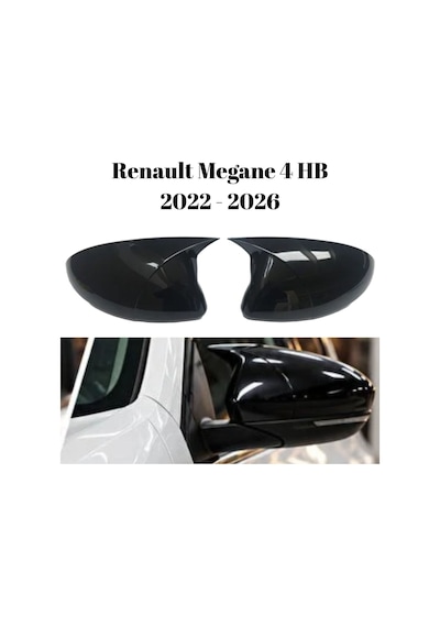 Renault Reno Megane 4 Hb Hatchback 2022 2023 2024 2025 2026 Uyumlu Yarasa Batman Ayna Kapağı Takımı Parlak Siyah