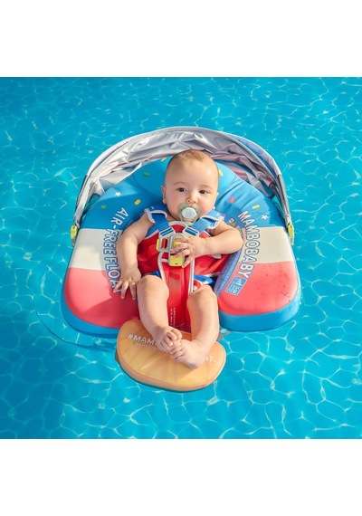 Mambobaby Yüzme Simidi - Stars&stripes, Emniyetli, Gölgelikli Ve Ayak Destekli