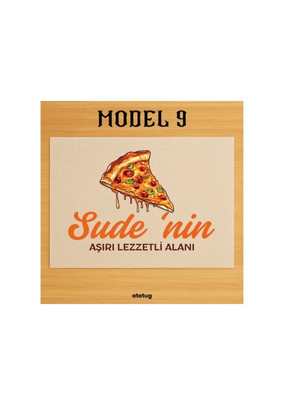 Kişiye Özel Eğlenceli Pizza Tasarımlı Keten Beslenme Örtüsü 28x40 Cm - Yıkanabilir İsimli Servis B Krem
