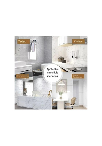 Gri Mermer Desen Yapışkanlı Pvc Duvar Kaplama Mutfak Banyo Sticker 30 60cm 6 Adet 1,08mt2 Diğer