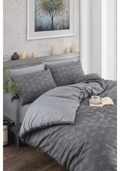 Veramoni Soft Dreams Line Çift Kişilik Pamuklu Desenli Nevresim Takımı - Antrasit