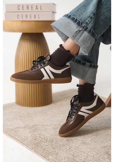 Daxtors Garantili Carina Günlük Ortopedik Kadın Sneaker Spor Ayakkabı Kahverengi