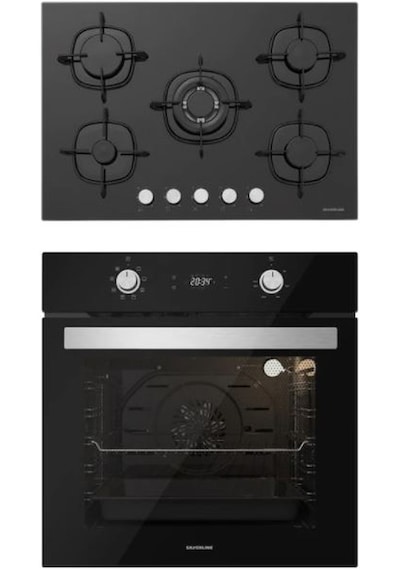 Silverline BO6504B01 - CS5365B01 Siyah Cam Ankastre Set