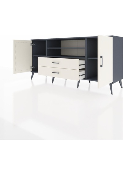 Hyperion Konsol 4 Raflı 2 Çekmeceli 2 Kapaklı 176x44x83 Antrasit-aytaşı Aytaşı