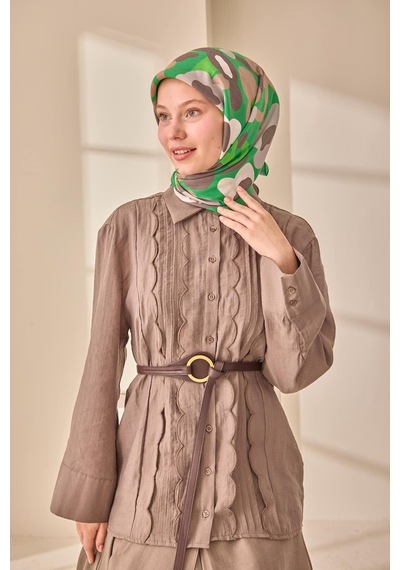 Silk Home Aura Eşarp 140003-10 Yeşil, Vizon, Gri, Koyu Vizon