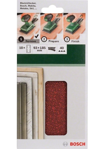 Bosch Zımpara Kağıdı 10'Lu 93X185Mm 40Kum 8 Delik 2609256A80
