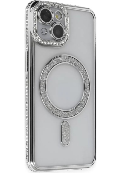 Newface Apple İphone 13 Kılıf Joke Simli Magneticsafe Kılıf - Gümüş