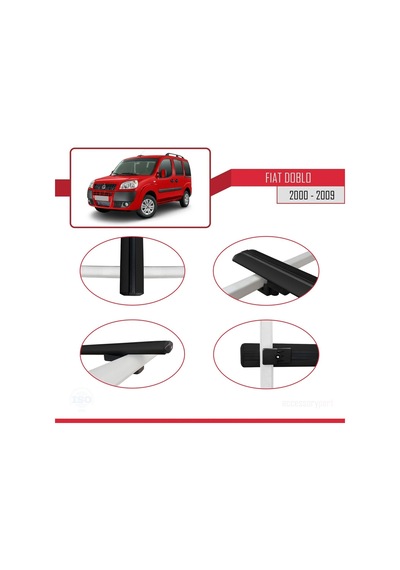 Fiat Doblo 2000-2009 Arası İle Uyumlu Basic Model Ara Atkı Tavan Barı Siyah 3 Adet