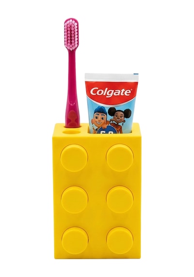 Fibrika Store Brick Tasarım Dekoratif Diş Fırçalık Ve Macun Tutucu Sarı
