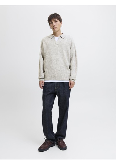 Jack&jones Erkek Relaxed Fit V Yırtmaçlı Yaka Triko Kazak - Soho - 12279214 Gri Melanj
