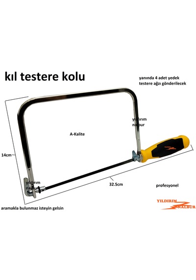 Kıl Testere Kolu 4 Yedekli Orta Boy Profesyonel Plastik Sap Hobi Testere