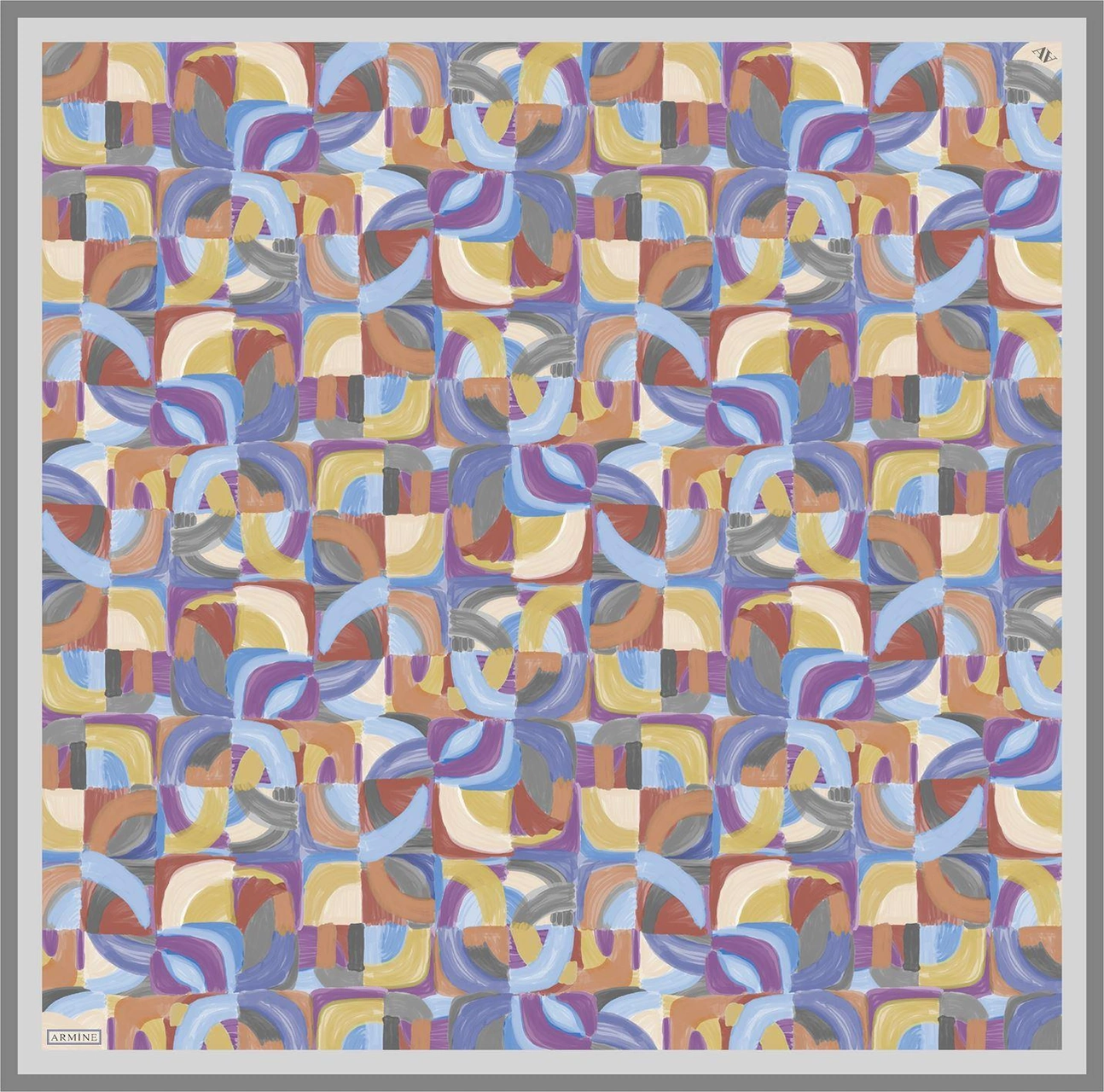 Armine Geometrik Desenli Saf İpek Twill Eşarp 9329d 01 Çok Renkli