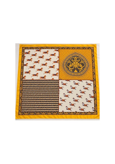 Inno 70x70 Cm Premium Saten Desenli Dikişli Fular Çok Renkli