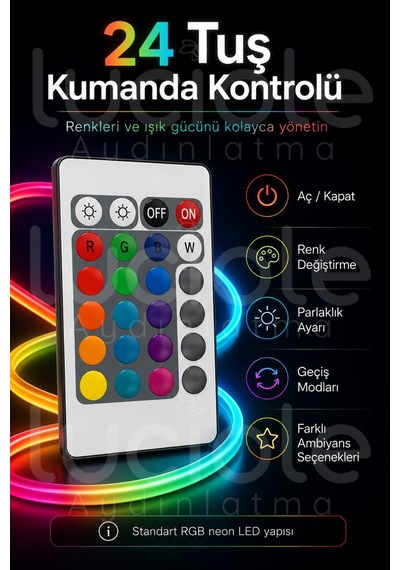 Onerous 5 M Rgb Neon Led Şerit, Uzaktan Kumandalı
