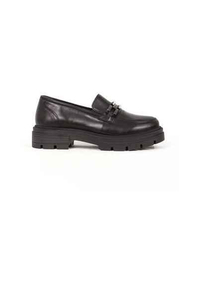Dericlub Kadın Loafer Kalın Taban Tokalı Makosen Ayakkabı Br 44282 Siyah