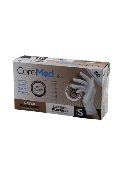 Coremed Bimel S Beden Pudralı Muayene Eldiveni 100lü 5468