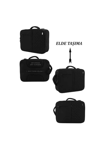 Case Club 1407 Laptop Sırt El Ve Omuz Çantası 15,6 İnç Usb Aparatlı Omuz Askılı Su Geçirmez Kumaş Siyah