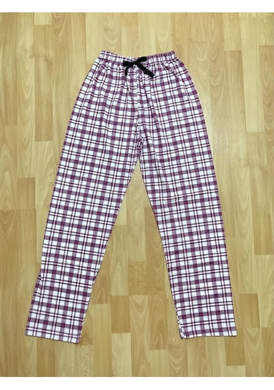 Betimoda Kadın Pijama Altı Kurdeleli Mürdüm Kare 001