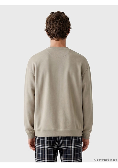 Lc Waikiki Lc Waıkıkı Kahverengi Bisiklet Yaka Erkek Pijama Üst